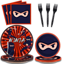 Tevxj navy blue and silver happy birthday tableware set with plates, napkins and forks for 24 - view 8