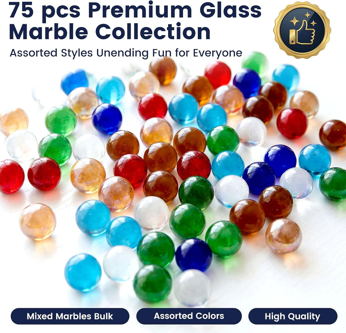 SallyFashion 75 PCS Glass Marbles Bulk - multicolor 75pcs - image 2