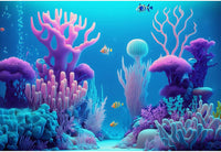 Under The Sea Aquarium Background Turquoise Underwater World Theme - 36(W)x18(H)in / Pure Blue