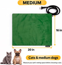 Cat Heating Pad, Heated Cat Bed, MET Safety Listed - Grass Green / Medium: 20" x 16" x 1.6" - image 4