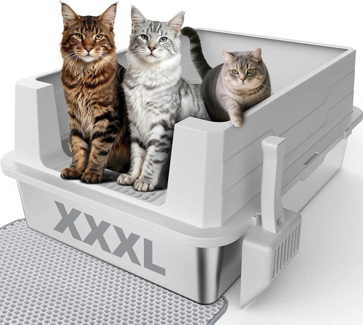 Stainless Steel Litter Box - Silver Grey / XXXL