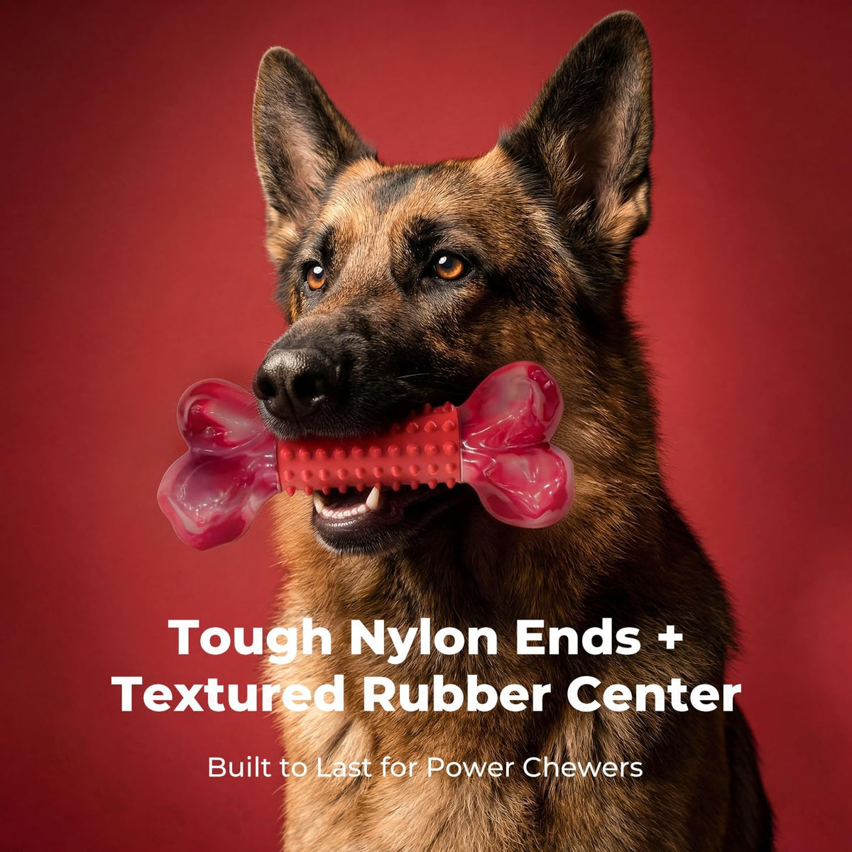 Tough Dog Toys for Aggressive Chewers: Beef Flavored Long Lasting Dog - 2 PC-Beef-Red - image 2