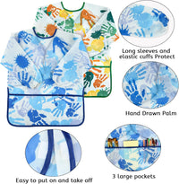 2 Pcs Kids Art Smock Painting Toddler Smock Long Sleeve with 3 - Blue+green / 2 - image 4