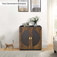 unipaws Cat Litter Box Enclosure Furniture - Rustic and Black / Extra Tall - image 2