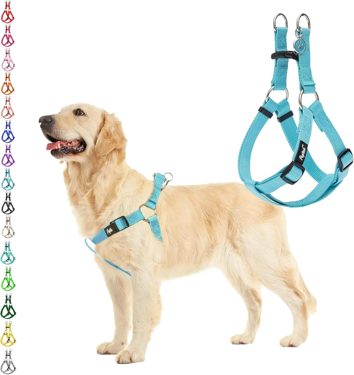 PUPTECK No Pull Dog Harness Small Sized Step-in Adjustable Puppy Vest – Essentials for Dogs - Light Blue / Large / Harness