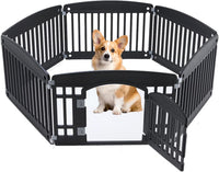 DUMOS Plastic Dog Playpen - Modern Black / 6 Panel / 24 Inch