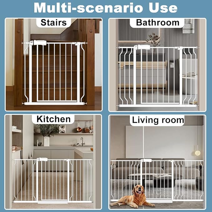 57.5-62 Inch Extra Wide Baby Gates for Stairs Doorways Pressure Mount No Drill Dog Pet Gate Automatic Close Child Safety Gate for Toddler Kids Pets