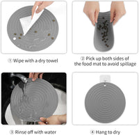 Pet Food Mat for Dog and Cat Placemat 2 Pcs - 9.5"L x 9.5"W / White - image 4