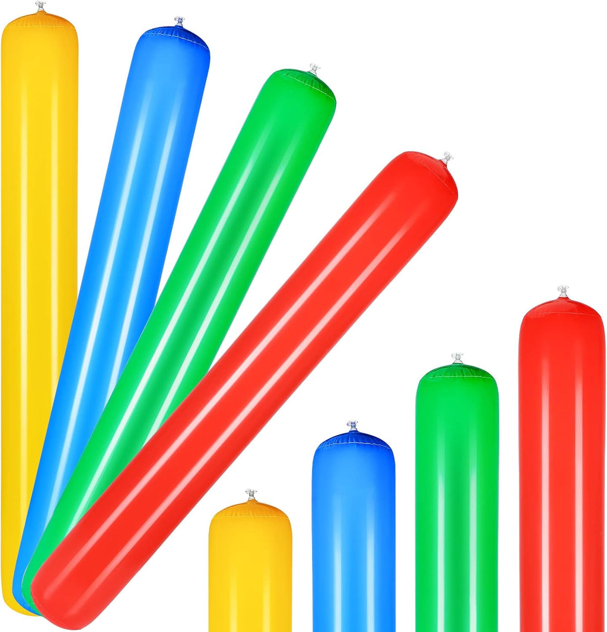 Deekin four inflatable PVC pool noodles in red, yellow, blue and green