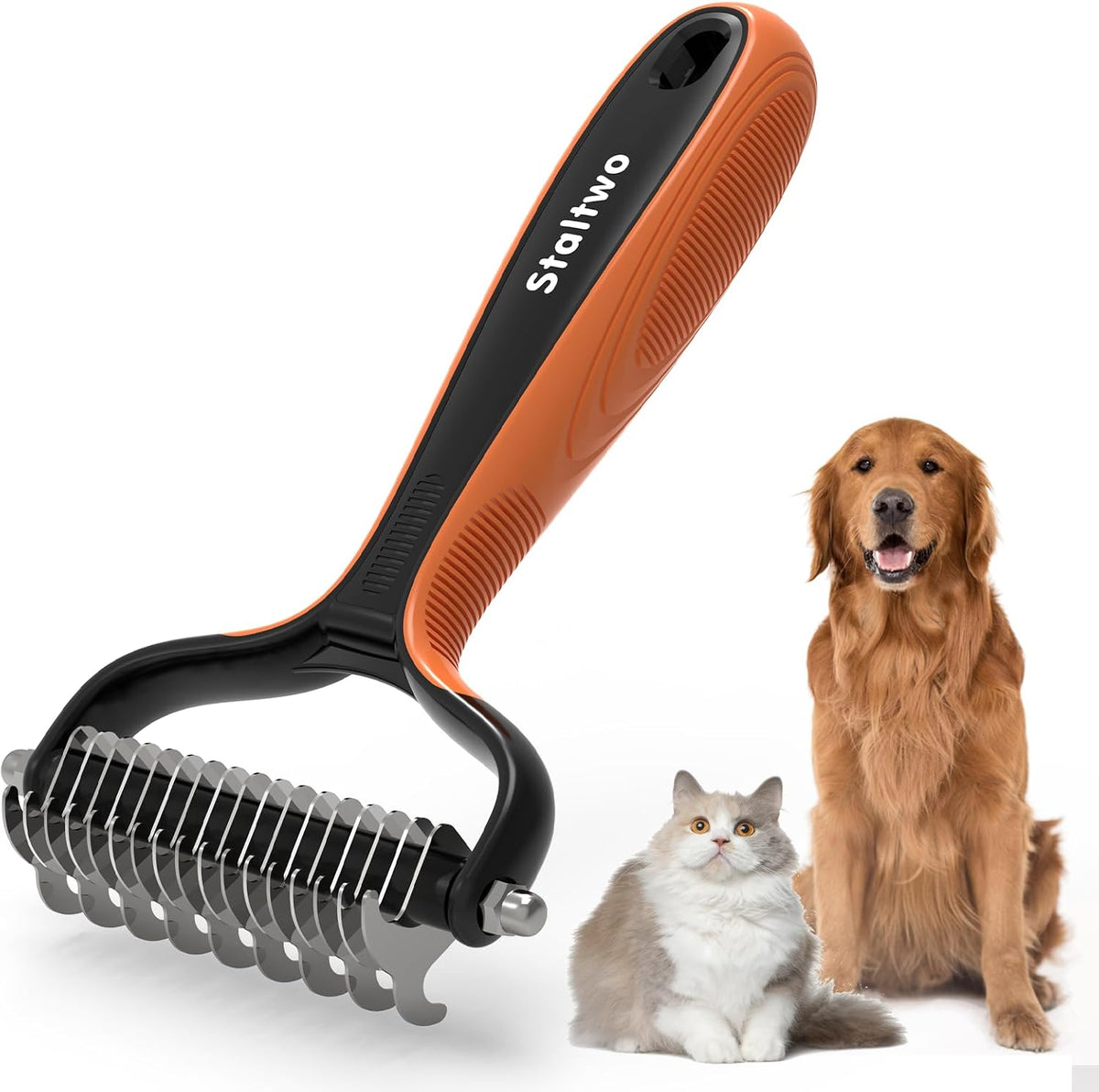 Deshedding Dog Brush for Shedding, Undercoat Rake for Dog&Cat – Essentials for Dogs - Orange