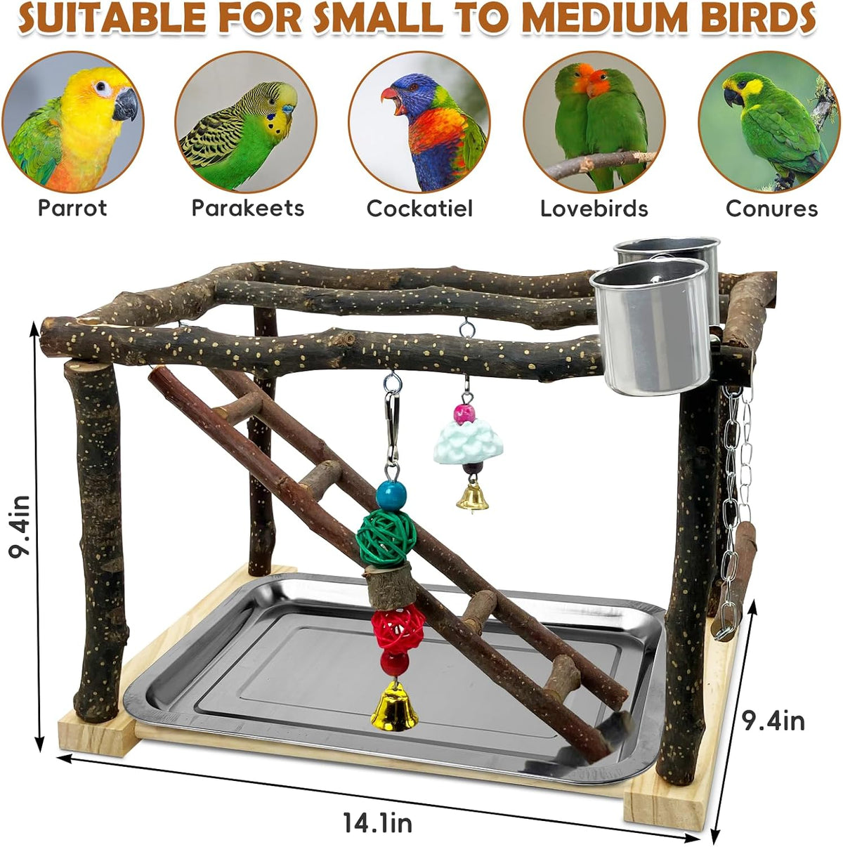 Tfwadmx Parrots Playstand Bird Play Gym Cockatiel Playground Wood - image 2