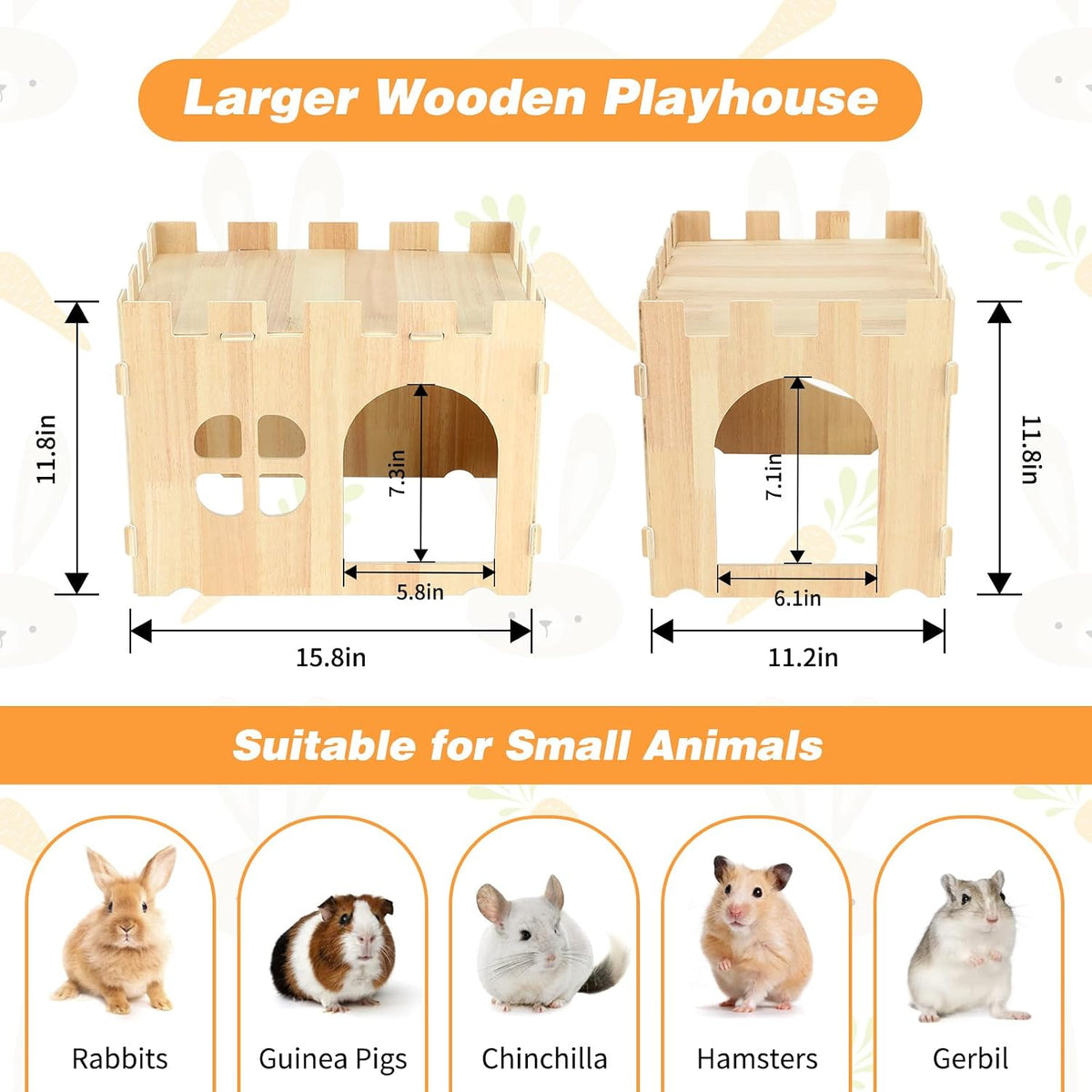 Large Wooden Bunny Hideout - 1 House - image 2