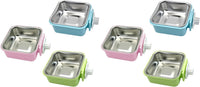 2PCS Stainless Steel Dog Bowls Set Removable Puppy Food and Water - 3 PCS (Pack of 2) / Small Square (Blue, Green, Pink)