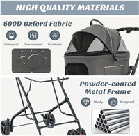 Pet Stroller with 2 Detachable Carriers, Foldable, Spacious Interior, Large Capacity, Durable Construction