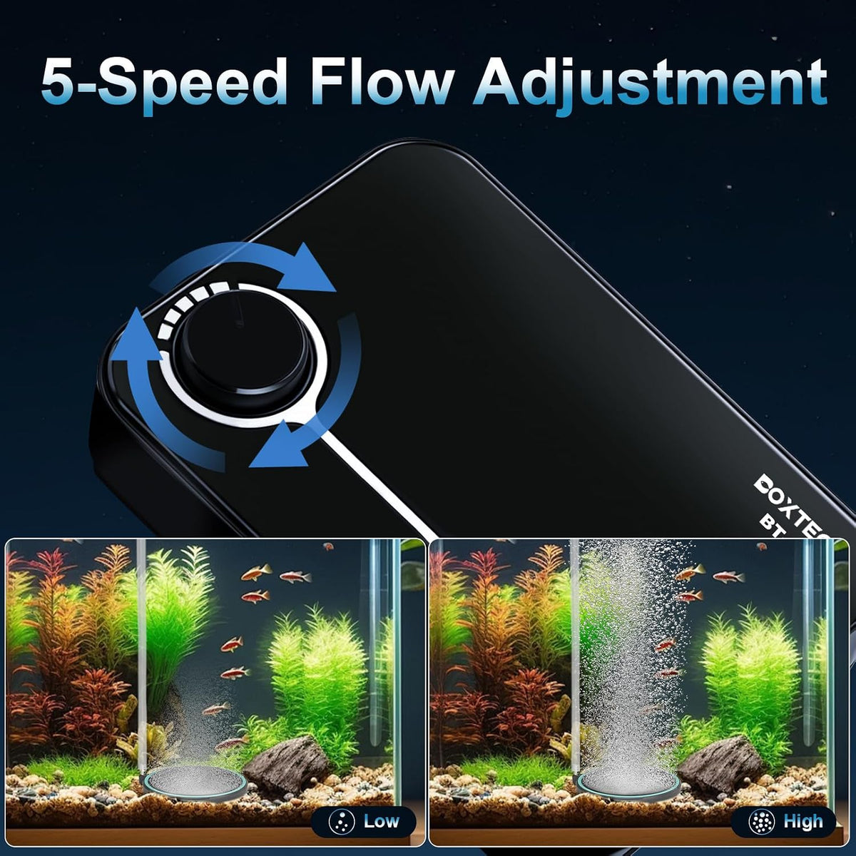 Boxtec Aquarium Ultra-Quiet Air Pump 8w - Black-K3 8W - image 3