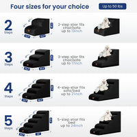 Dog Stairs for Small Dogs, 3-Step Pet Steps for Couch Sofa - Black / 5 / 5-Step (33"D x 15.7"W x 22.6"H) - image 3