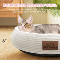 Zerbuger 20in Pink Round Dog Bed Sofa for Dogs Cats - Cream / Small - image 3