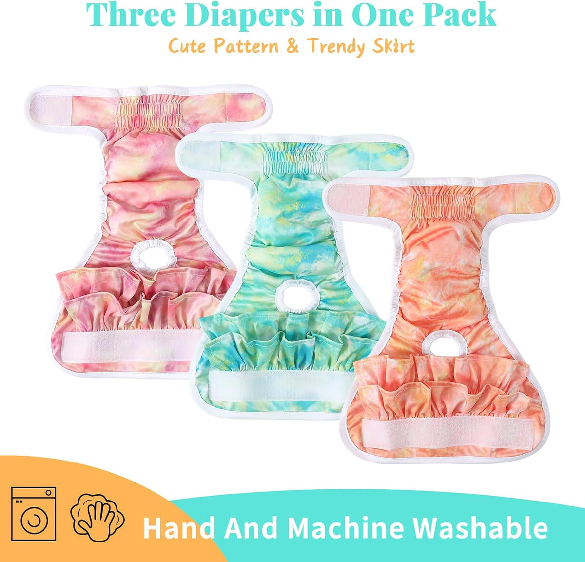 NOYAL Female Dog Diapers, Washable Reusable Leak-Proof - Smudge / Large 15.7-24.8'' - image 4
