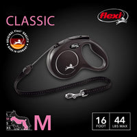 FLEXI Classic Cord Retractable Dog Leash - Black / Medium - 16 ft (Cord) - image 2
