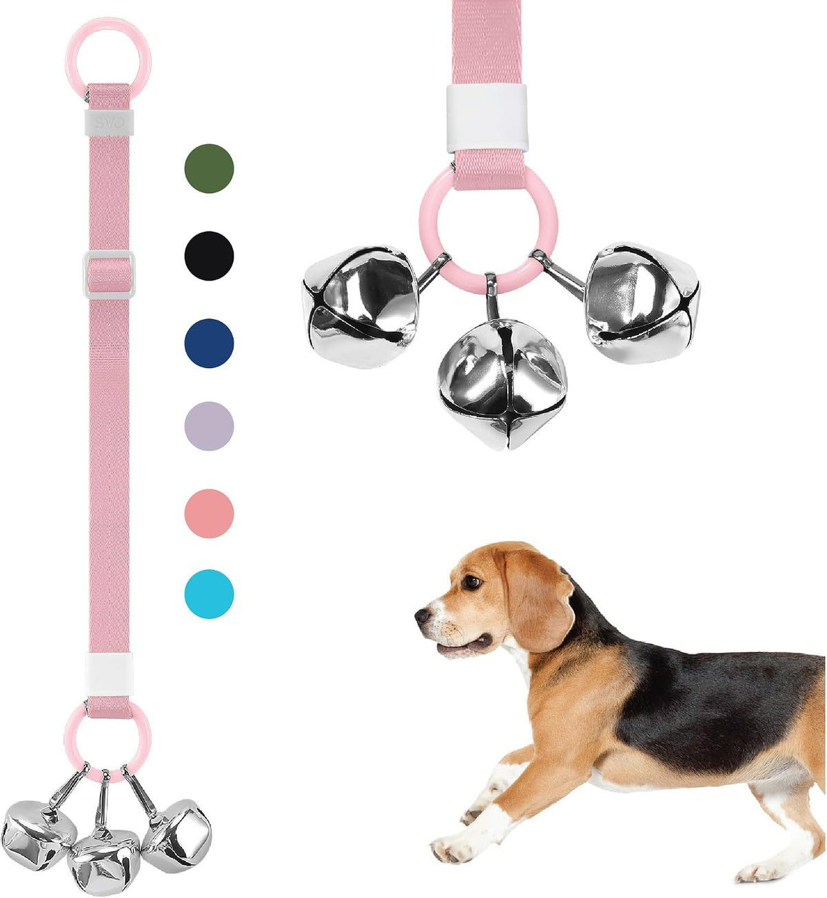 Dog Door Bell with Hanging Ring - One Dog Bell / Pink