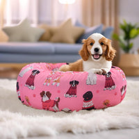 Round Dog Bed Cover Washable Elastic Edged 30×9.8 Inch – Essentials for Dogs - 20*20*9.8 Inch / Pink Dog - image 3