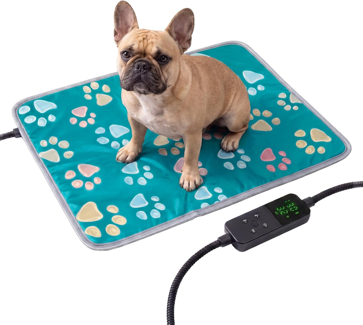 furrybaby Pet Heating Pad for Cats & Dogs, Waterproof Heated Bed - Temp adjustable / 24 X 16in / Green