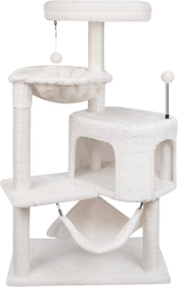 YUNIQUE Cat Tree with Cat Condo and Big Hammock, Grey – Essentials for Cats - 39.4'' Beige