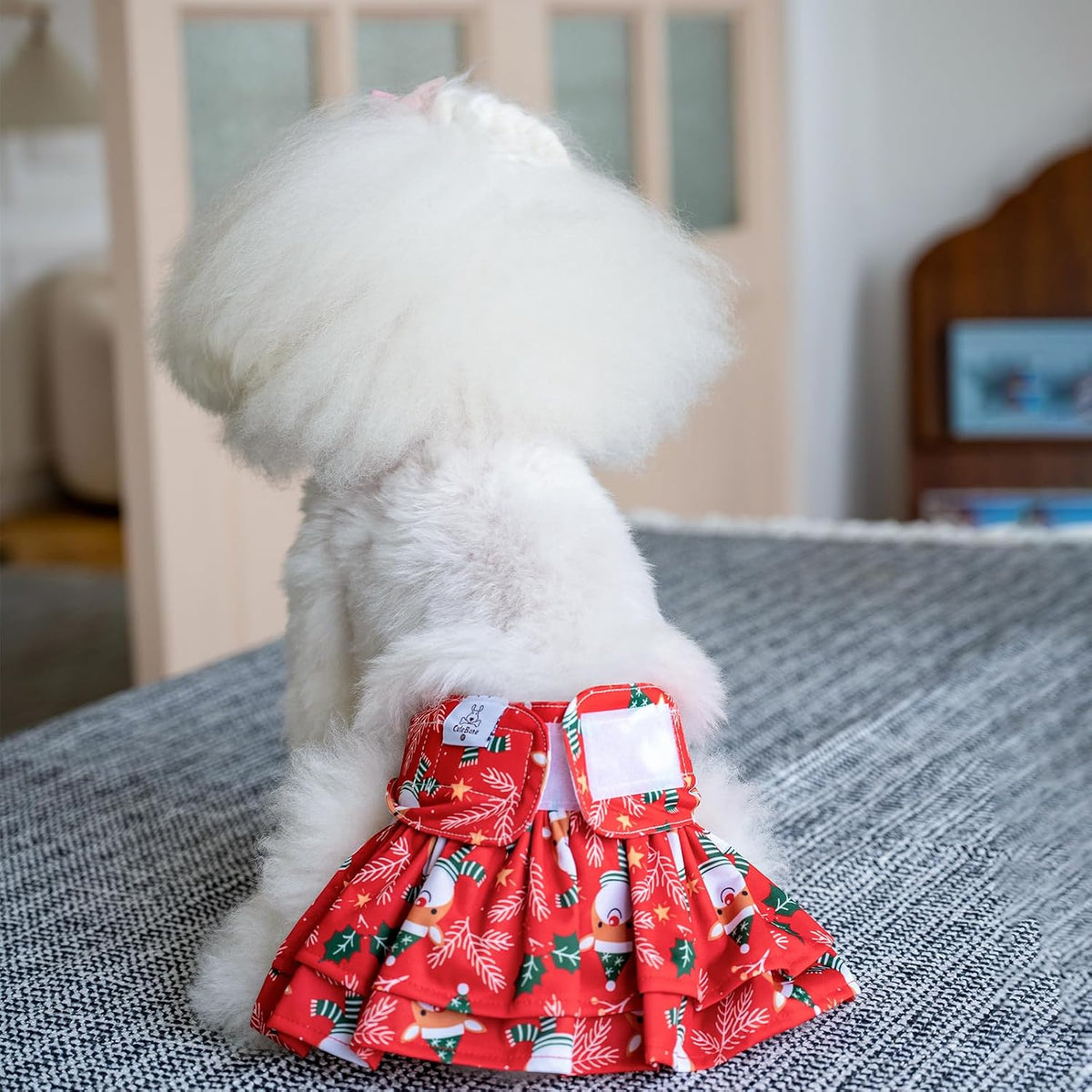 CuteBone Female Dog Diapers with Skirts 3 Pack Reusable Puppy Dresses - Xmas 3pcs / L - image 4