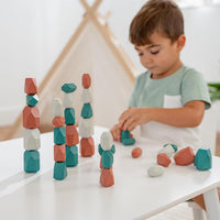 Comfy Cubs wooden stacking rocks, 36 colorful pine wood stones in a neutral pack - view 11