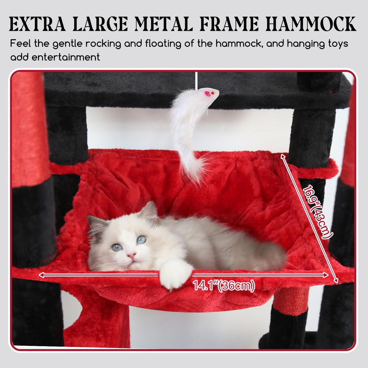 Globlazer F70 Pro Heavy Duty Cat Tree Tower for Indoor Cats Large - Red Black / XL - image 4