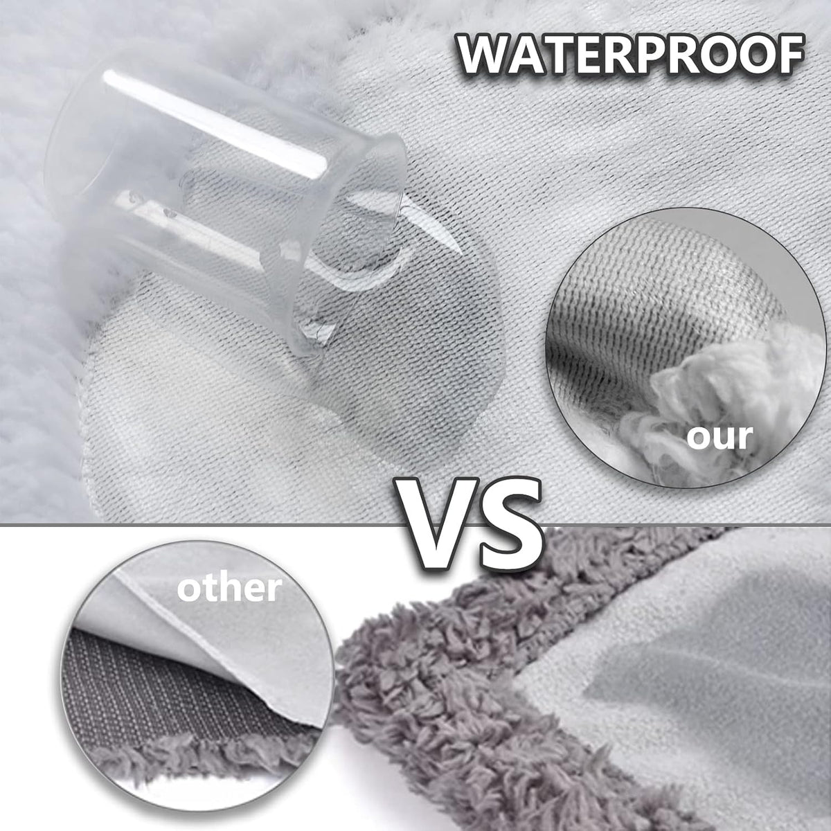 Grey waterproof dog blanket with bone and paw print pattern, 40 by 30 inches - view 2
