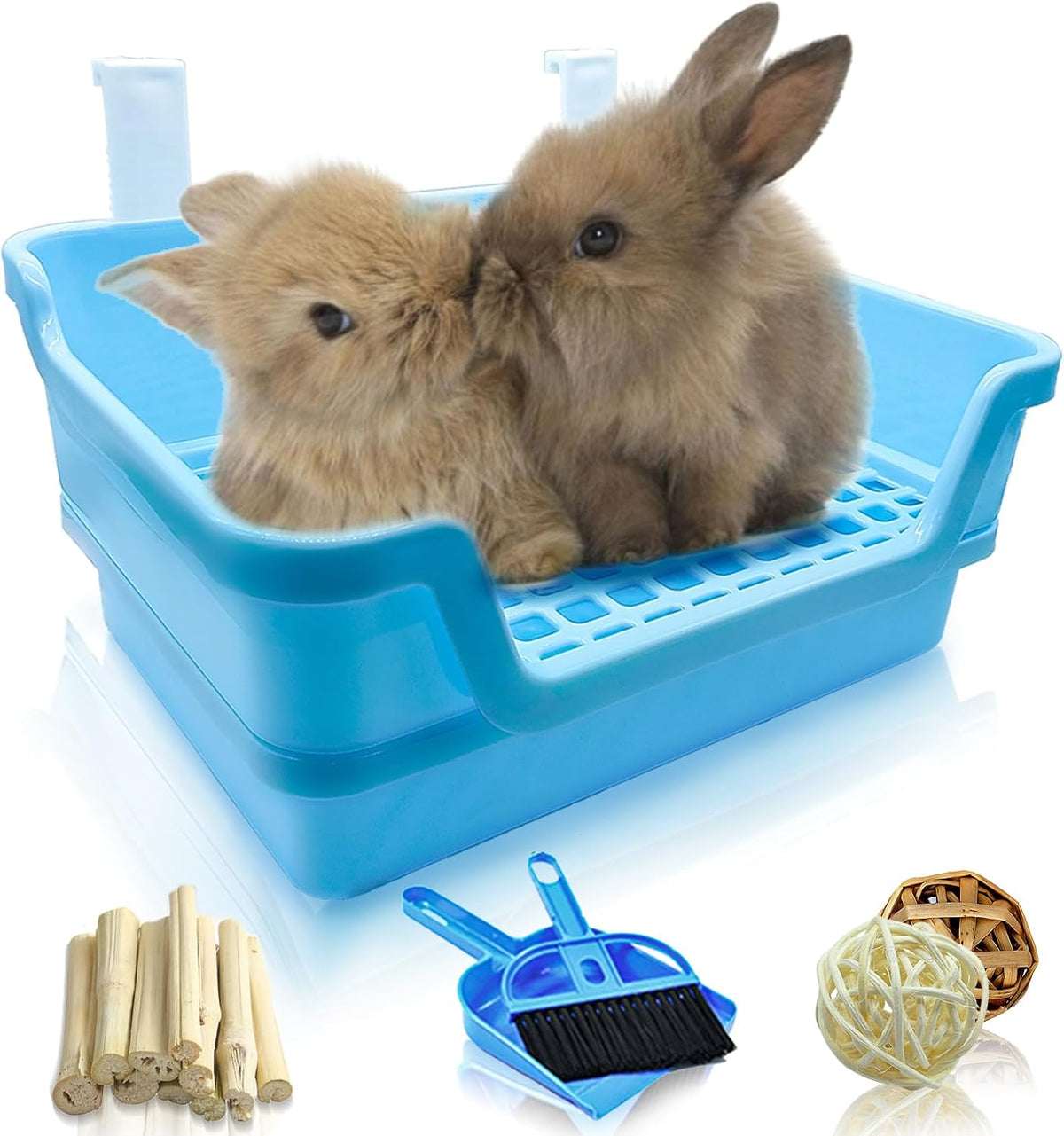 Hamiledyi Rabbit Litter Box Extra Large Bunny Litter Boxes – Daily Care for Small Pets - X-Large / Blue