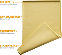 Hubulk Dog Feeding Mat,100% Waterproof Food Grade Silicone Pet Food and Water Bowl - Yellow / 24"l X 16"w - image 2