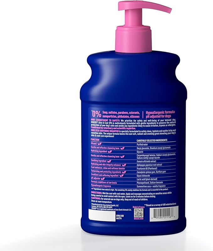 DOUXO® Skin & Coat SPA - Ultra-Safe Dog Shampoo for Itchy Skin, 16 fl oz, Skin-Friendly Formula Cleans and Soothes, Leaves The Coat Soft and Radiant