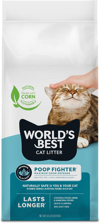 World's Best Cat Litter Poop Fighter, Urine & Poop Odor Defense - 32lb - image 2