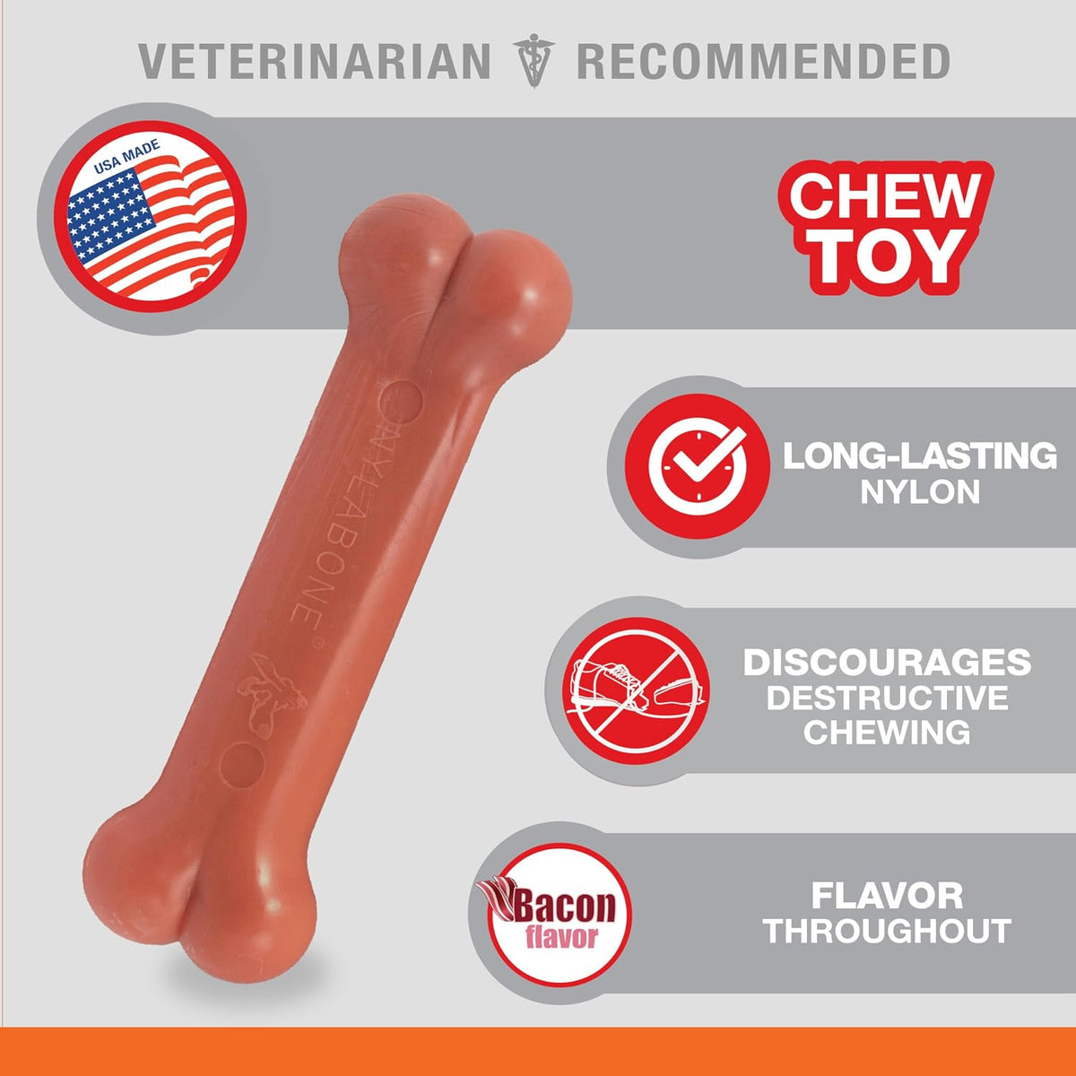 Nylabone Power Chew Original Bone Dog Chew Toys - Bacon / X-Small - image 4
