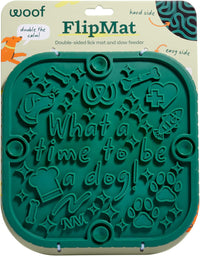 Woof FlipMat, Dual-Sided Dog Lick Mat & Slow Feeder - Green / Standard