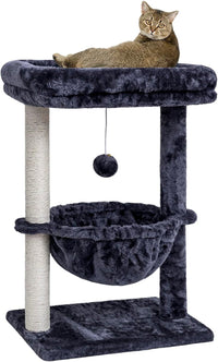 SYANDLVY Small Cat Tree for Indoor Cats - Smoky / Top Perch with Basket