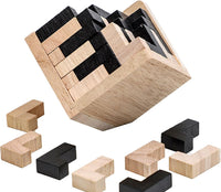 Wooden Brain Teaser Puzzles Cube Stocking Stuffers Wooden Puzzles - L Shape Black and Natural - image 3