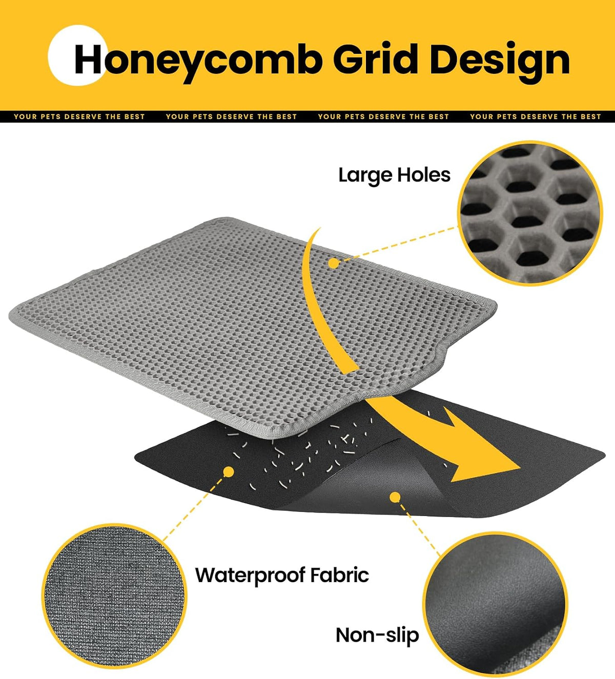 Conlun Cat Litter Trapping Mat for Small Spaces - Gray / Large (30" x 22") - image 3
