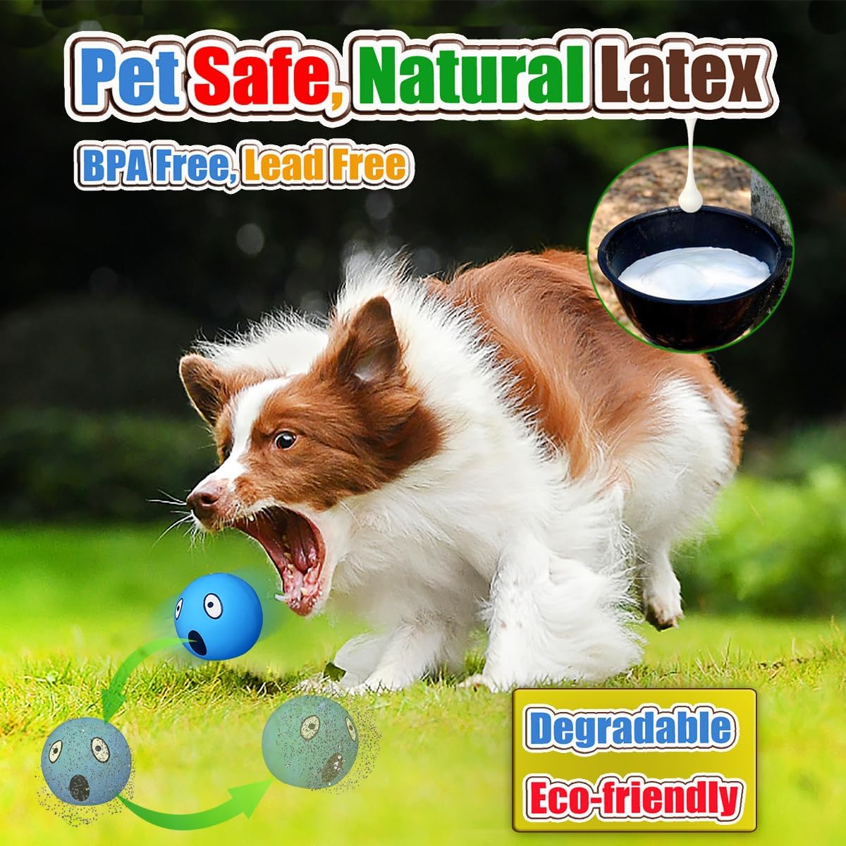Latex Squeaky Dog Balls for Small Dogs, Mini Breed - M/L Assorted Colors / Large - image 3