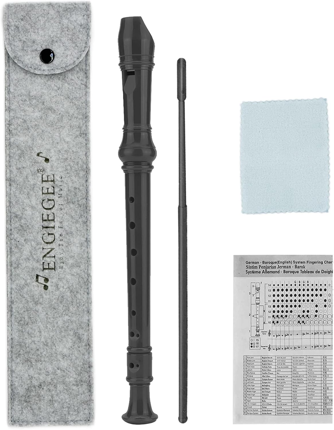 Felt Recorder Case for Soprano, Gray, for Kids – Fun for Kids & Family - Black
