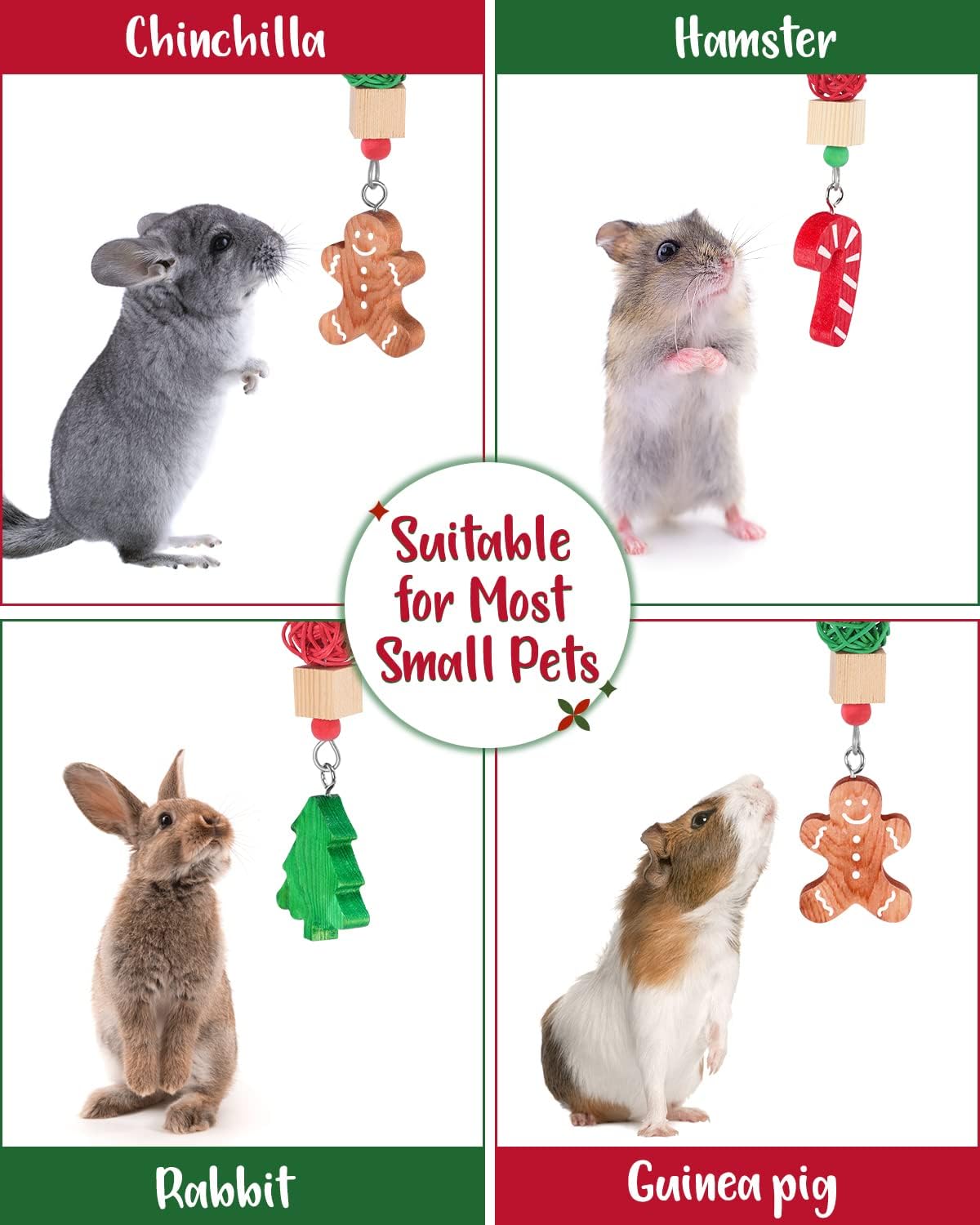 3PCS Chinchilla Toys Guinea Pig Bunny Rabbit Chew Toys Teeth Care - Christmas - image 4
