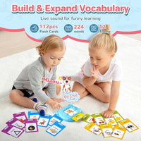Spanish & English Talking Flash Cards for Toddler - Blue / French & English (224 Words） - image 2