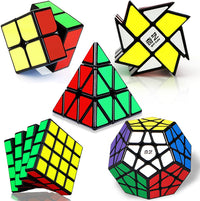 Speed Cube Set, ROXENDA 2x2 3x3 Pyramid Cube Bundle [3 Pack] – Fun for Kids & Family - 5 Pack Black