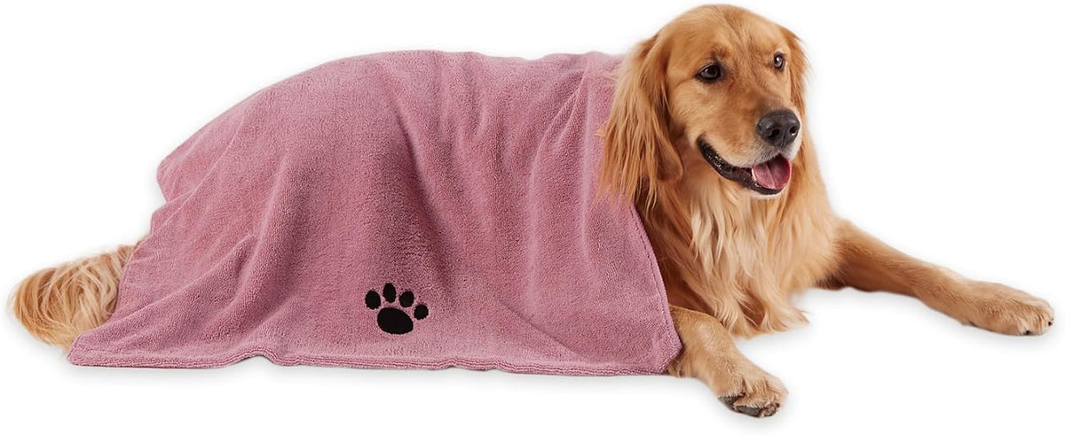 Bone Dry Pet Grooming Towel Collection Absorbent Microfiber X-Large - Embroidered Rose / 41x23.5"