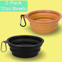 Portable Collapsible Dog Bowl for Water or Food Great Pet Travel Bowl - Brown Black / Standard 12oz 2-Pack - image 2