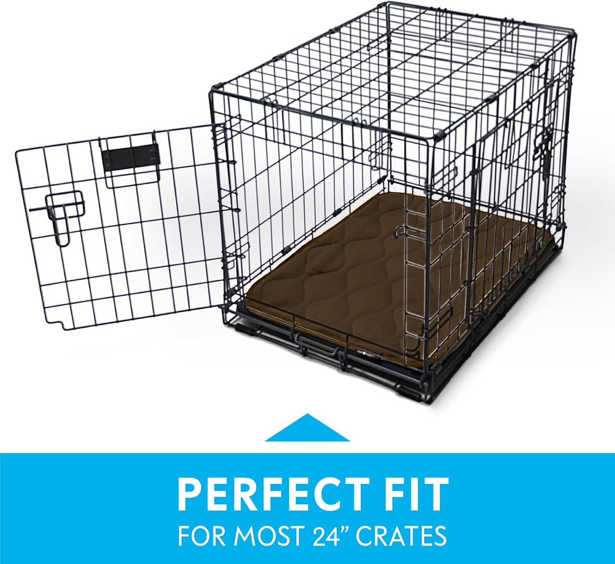 Paw Inspired Washable Padded Crate Mats for Dogs - 24 Inch / Dark Brown - image 3