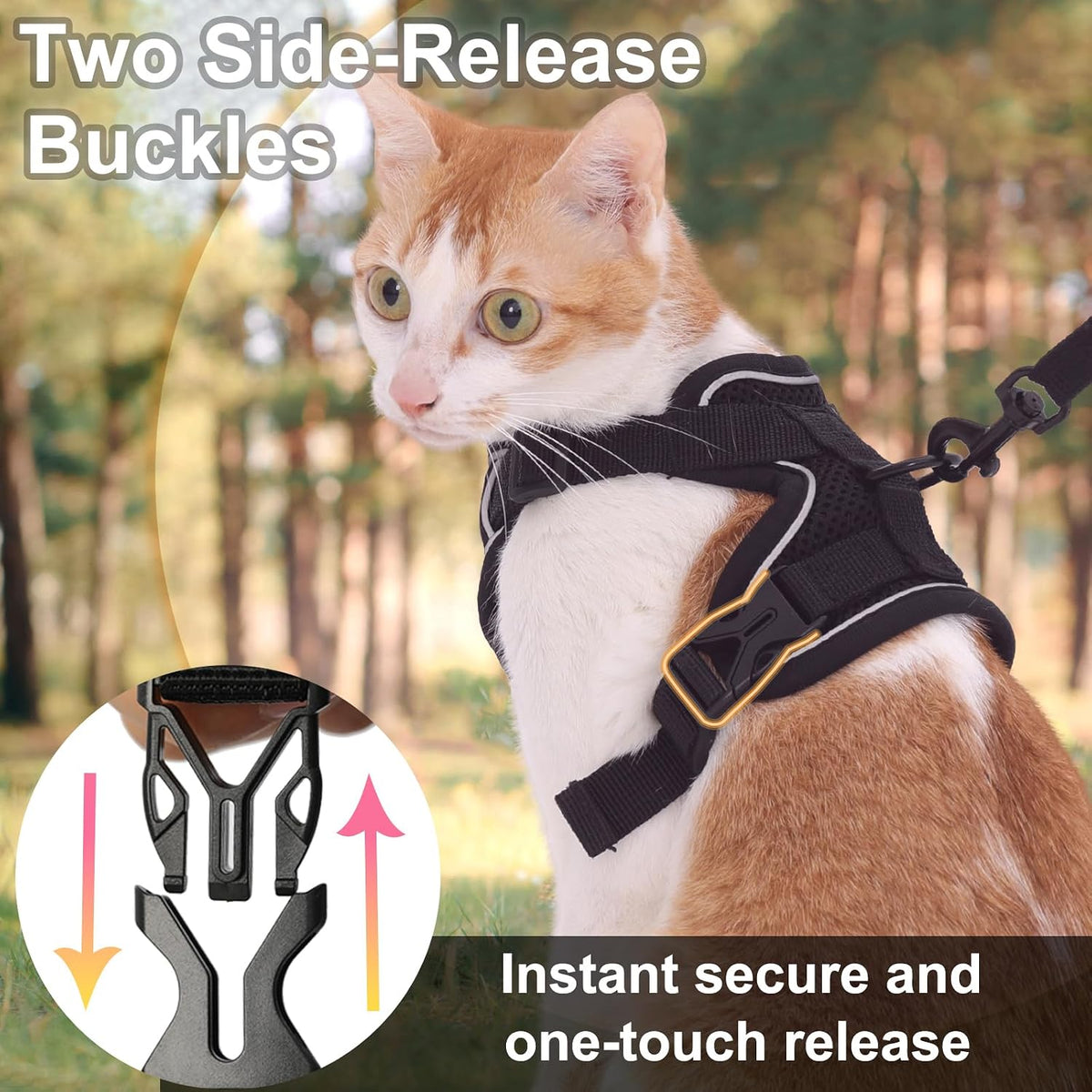 Cat Harness and Leash, Reflective Cat Harness Escape Proof for Walking, Adjustable Kitten Harness - X-Large / Turquoise - image 2