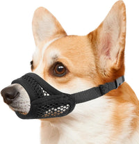 Mesh Muzzle for Short Snout and Small Medium Dogs Anti-Biting – Essentials for Dogs - Black / L [Snout Cir: 7.5-8.25"]